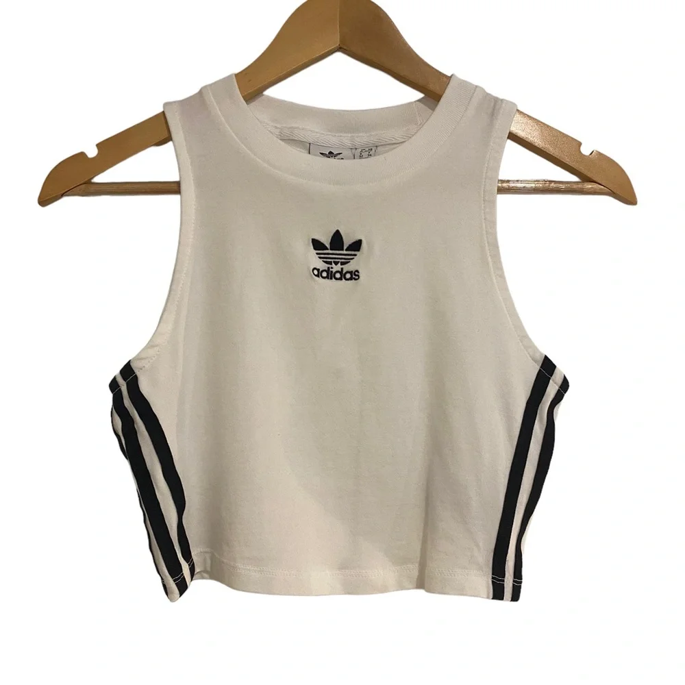 (Sold)Adidas Originals Crop Top, White & Black, Womens XS Sleeveless - Picture 2 of 7